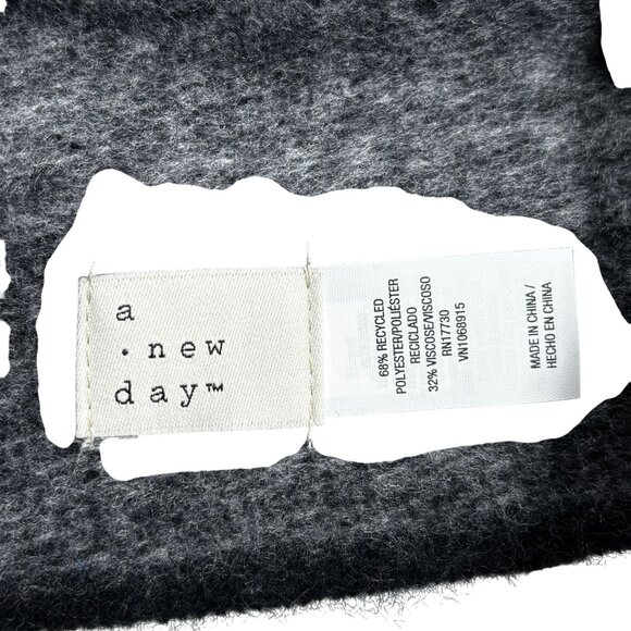 A New Day Soft Black & Gray Scarf With White Fringe - Picture 4 of 7